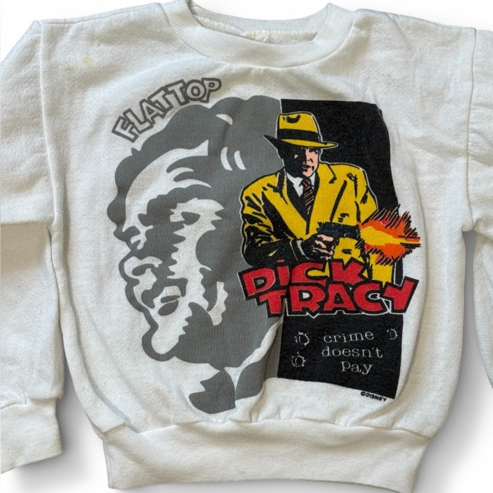 Rare Vintage 90s Kids Dick Tracy crewneck sweatshirt flat top Disney